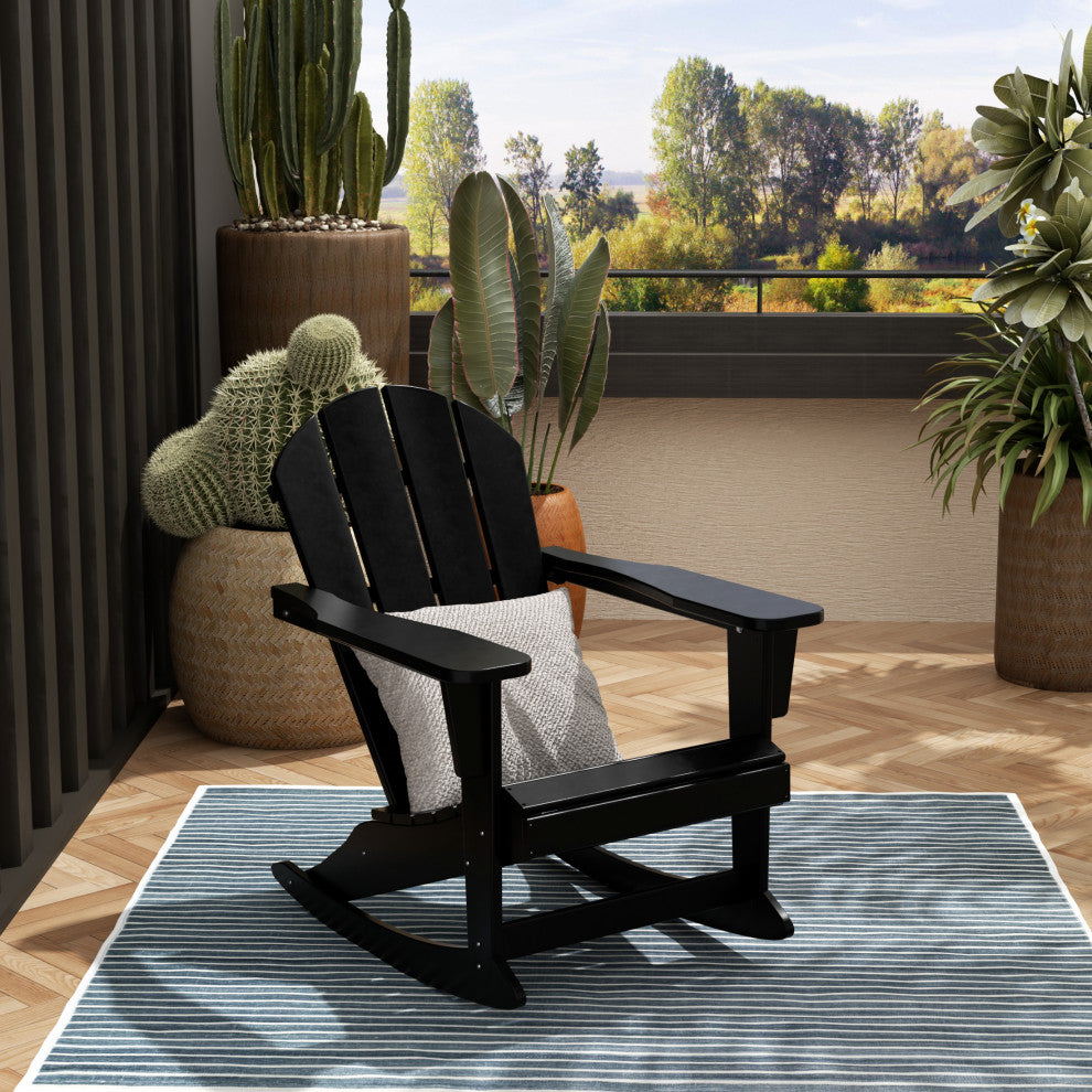 WestinTrends Outdoor Patio Adirondack Rocking Chair Lounger, Porch Rocker, Black