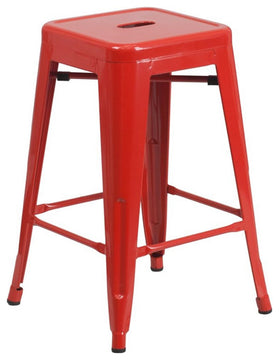Flash Furniture 24" Metal Backless Counter Stool in Red