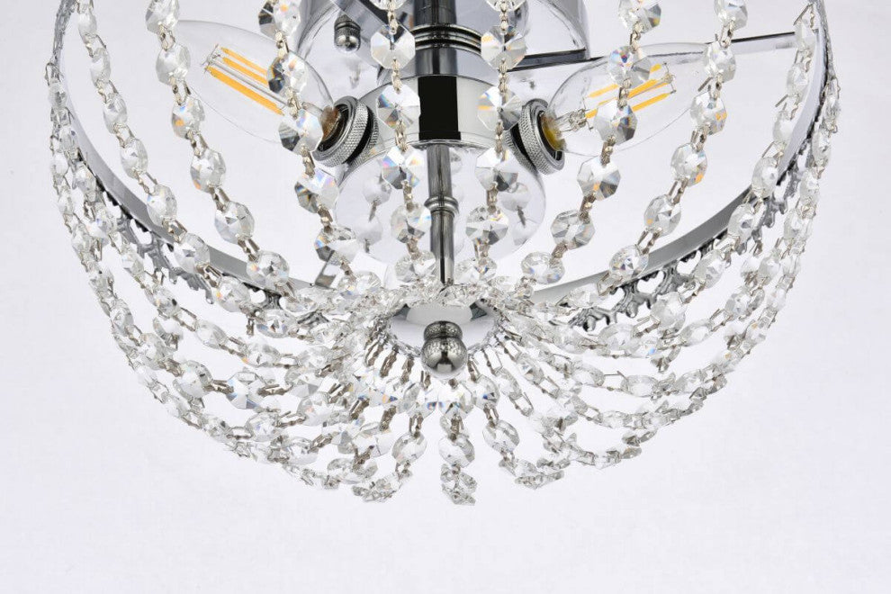 3 Light 12" Chrome Crystal Flush Mount
