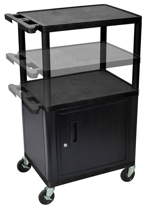 Luxor Black Endura Presentation Cart Multi Height With Cabinet