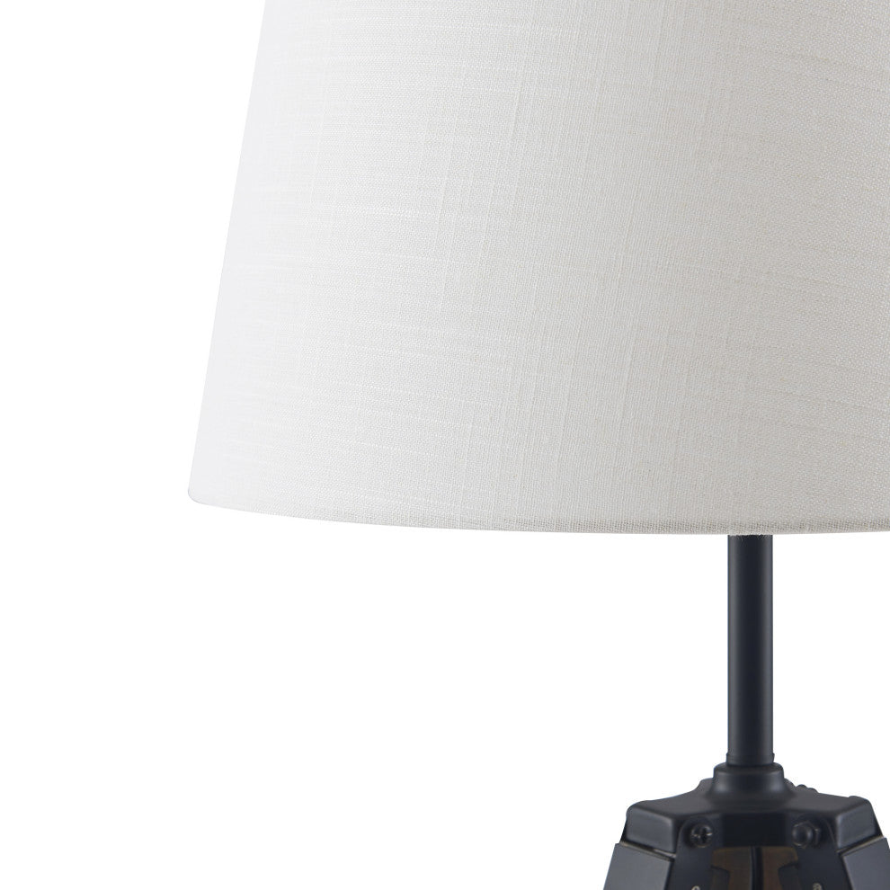 Amlight Tripod Floor Lamp With Gray Stand and Brushed Nickel Touch, White Shade