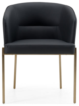 Modrest Kravitz Modern Dark Grey Vegan Leather, Antique Brass Dining Chair