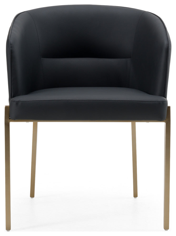 Modrest Kravitz Modern Dark Grey Vegan Leather, Antique Brass Dining Chair