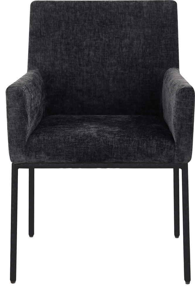 Reeves Upholstered Dining Chair, Black, Chenille , AC,  Matte Black, Set of 2