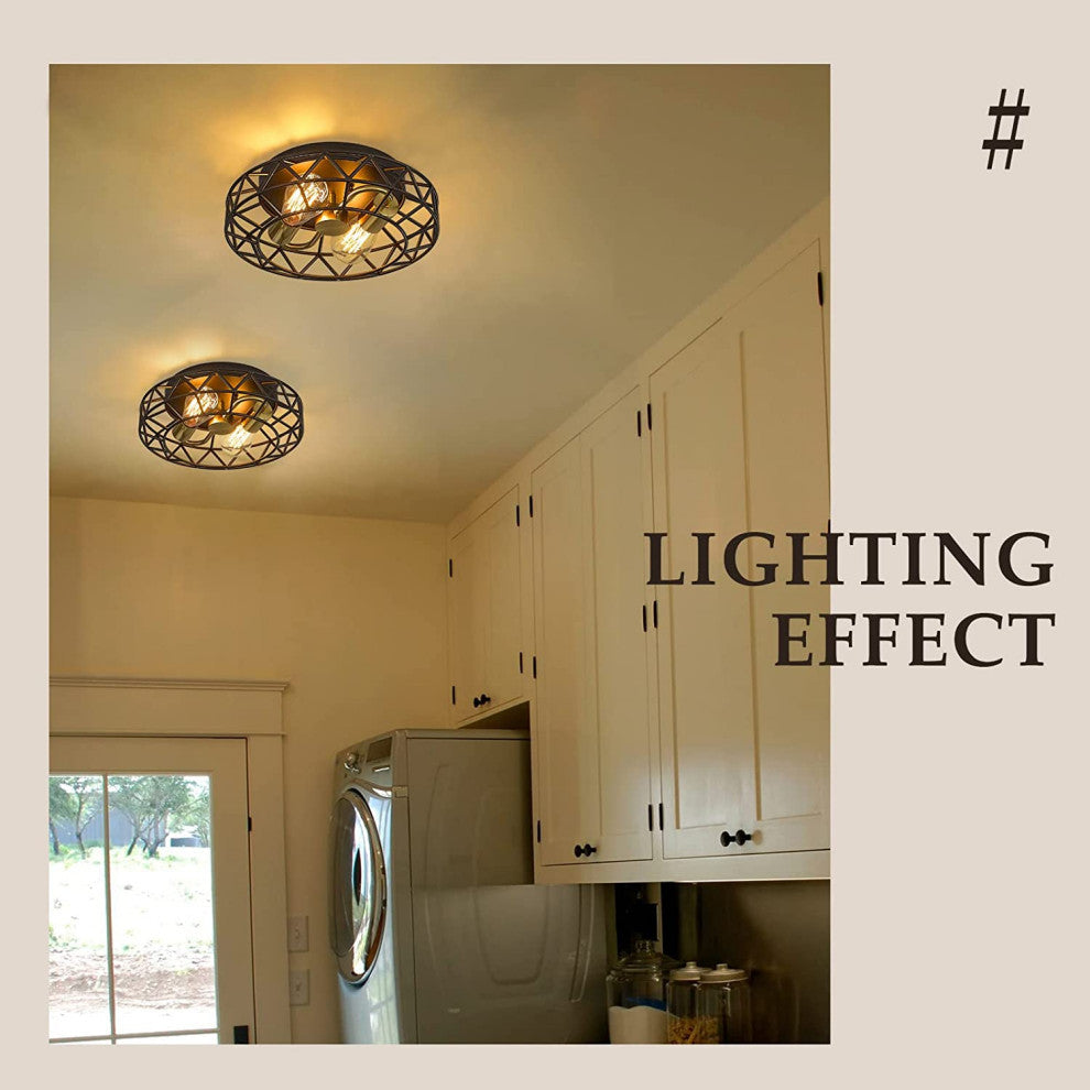 2 light cage ceiling light fixture farmhouse Semi Flush Mount Ceiling Light