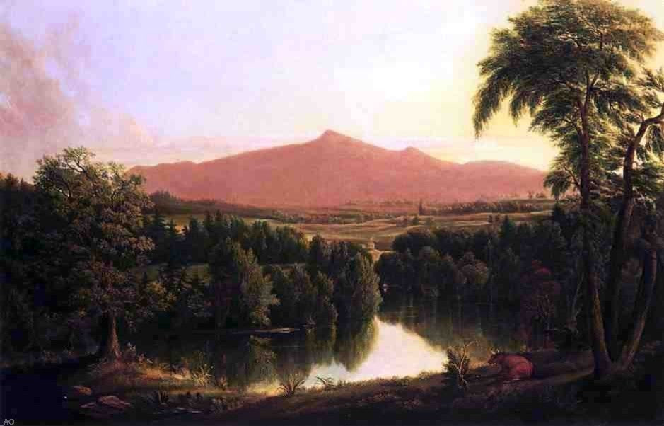Jesse Talbot Landscape by a River With Mountains in the Distance