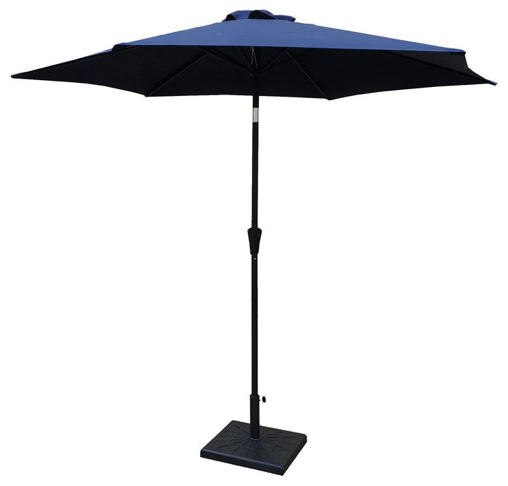 Rainey 9'' Pole Umbrella With Carry Bag and Base, Navy Blue