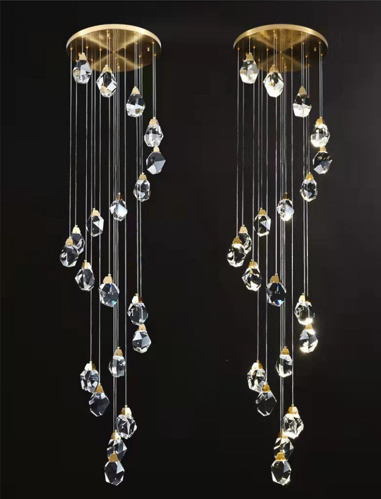 Geometric Irregular Cut Crystal Chandelier Lighting, 20 Lights