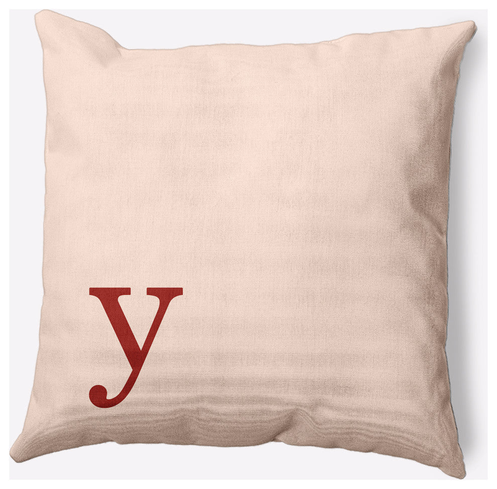 20" x 20" Modern Monogram Indoor/Outdoor Polyester Throw Pillow, Maple Red