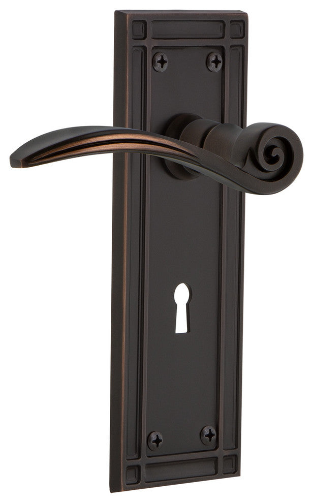 Mission Plate With Keyhole Swan Lever, Timeless Bronze, Privacy, Non-Handed