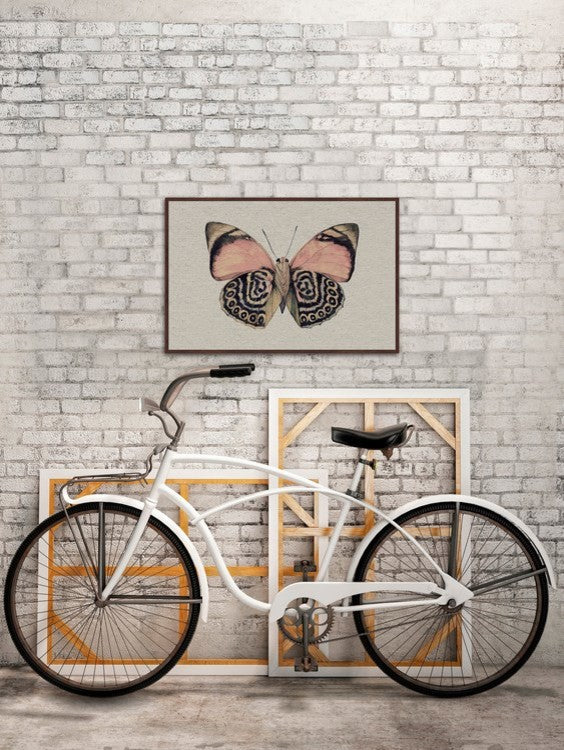 "Artsy Pink and Black Wings II" Floater Framed Painting Print, Canvas, 30"x20"