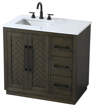 Home Living 36" Single Bathroom Vanity, Chocolate Oak