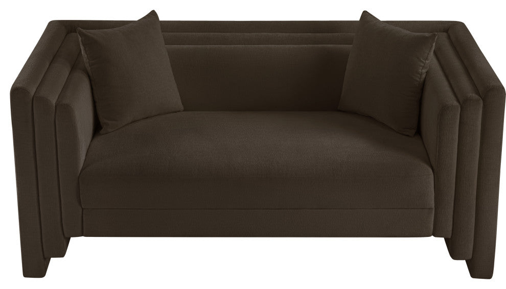 Everett Upholstered Loveseat, Brown, Chenille Fabric