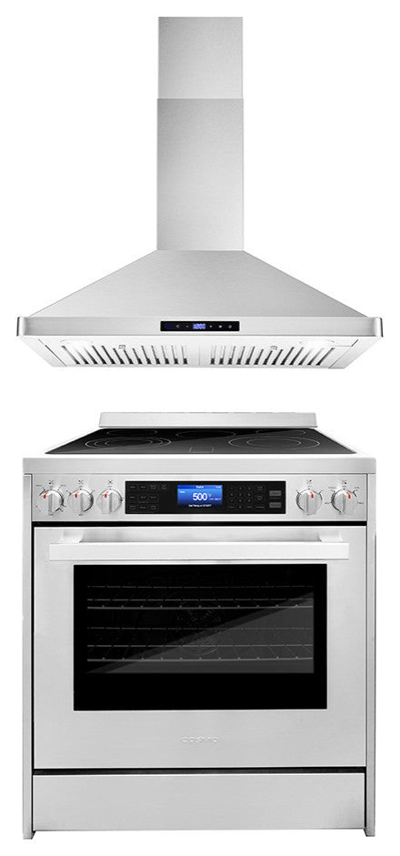 2-Piece Kitchen, 30" Electric Range and 30" Wall Mount Range Hood
