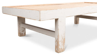 Large Wood Panel Coffee Table Antique White