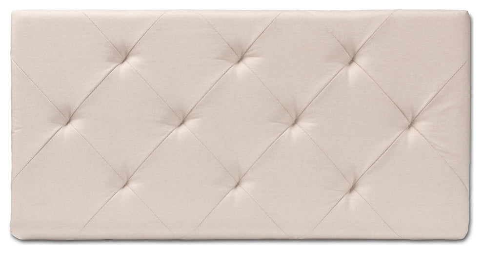 Beige Fabric Upholstered and Oak Brown Finished Wood 2-Drawer Storage Ottoman