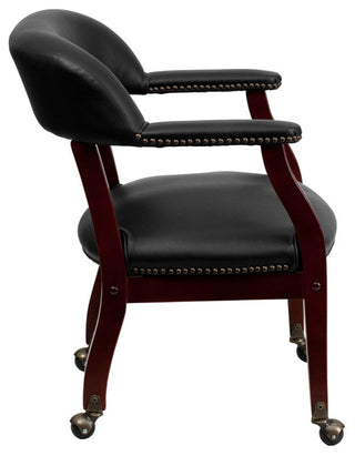 Vinyl Chair With Casters, Black, 24"x25"x30"