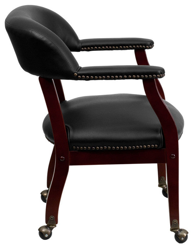 Vinyl Chair With Casters, Black, 24"x25"x30"