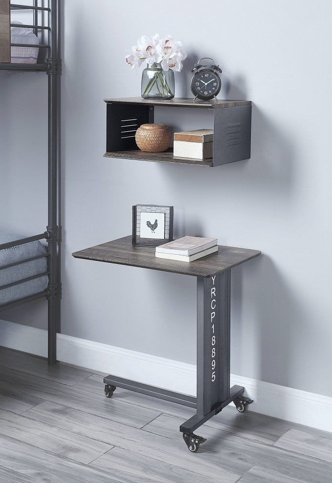 ACME Cargo Accent Table WithWall Shelf, Gunmetal