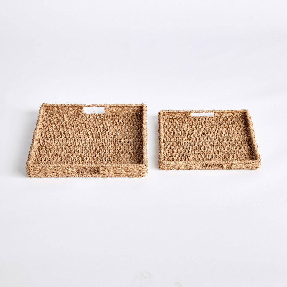 Seagrass Rectangular Trays, Set of 2