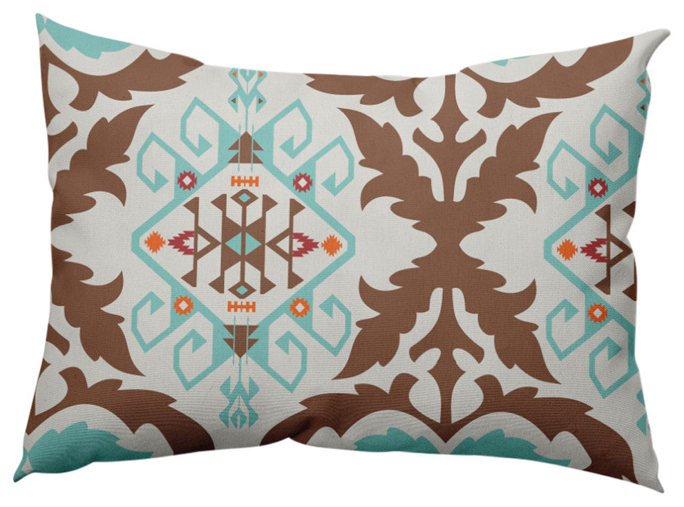 Bombay Medallion Decorative Throw Pillow, Light Blue, 14"x20"