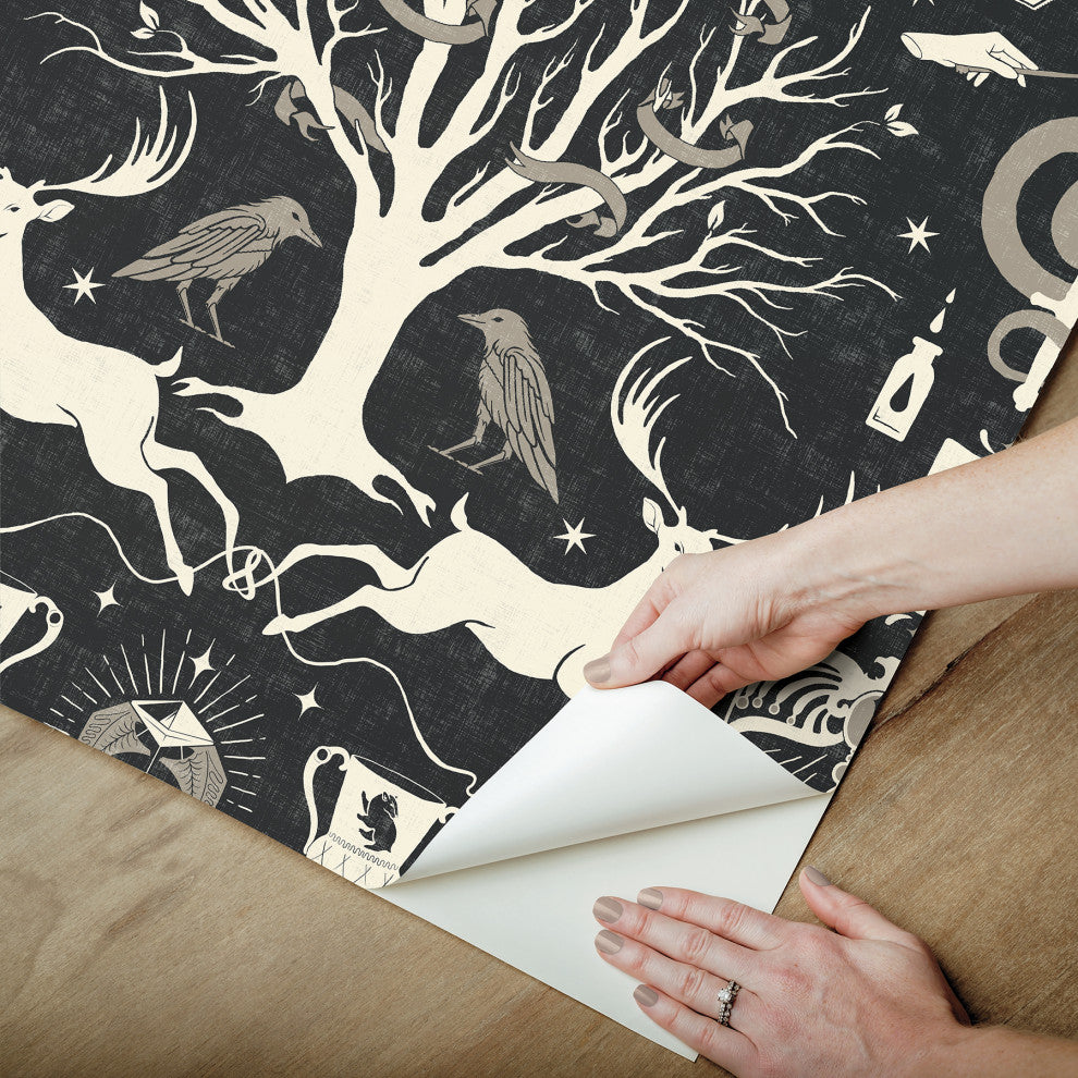 Harry Potter Horcrux Black Damask Peel and Stick Wallpaper