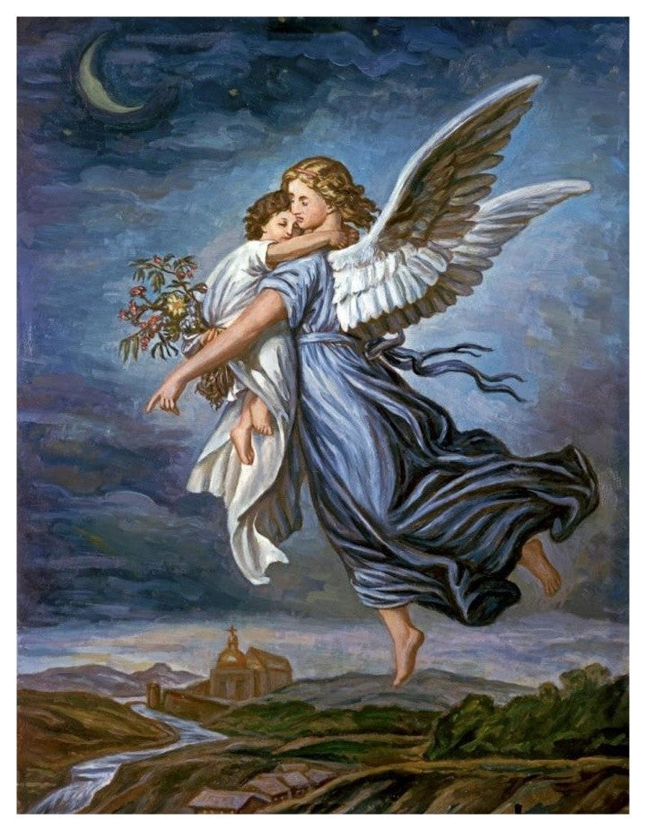 "The Guardian Angel" Digital Paper Print by Wilhelm von Kaulbach, 14"x18"
