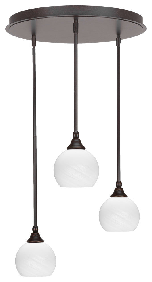 Empire 3-Light Cluster Pendalier, Dark Granite/White Marble