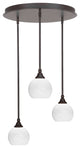 Empire 3-Light Cluster Pendalier, Dark Granite/White Marble