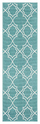 Alfresco Trellis Teal, White Area Rug, 2'3"x7'9" Runner