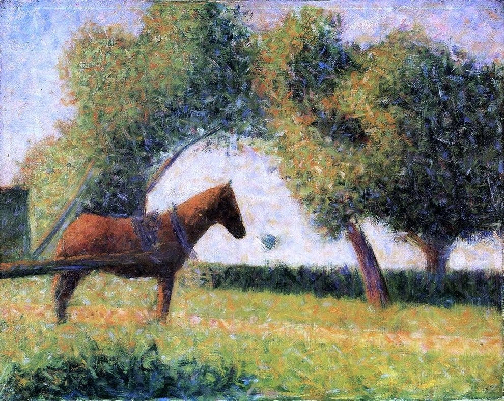 Georges Seurat Horse and Cart, 20"x25" Gallery Wrapped Canvas Print