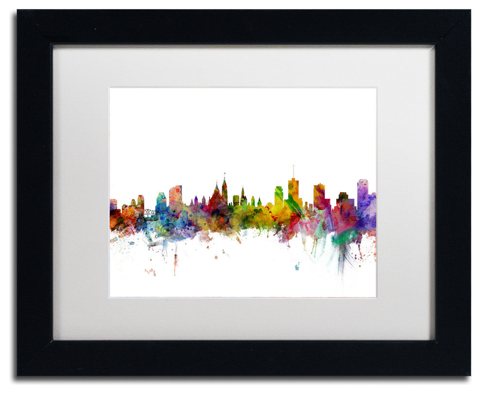 "Ottawa, Canada Skyline" Matted Framed Canvas Art by Michael Tompsett