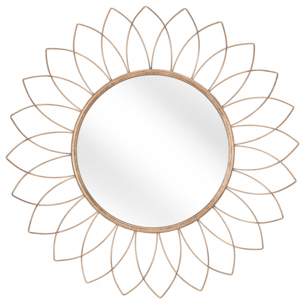Gold Flowerburst Round Mirror
