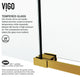 VIGO Elan 64" to 68" W x 74" H Frameless Sliding Shower Door, Matte Gold, Clear Glass