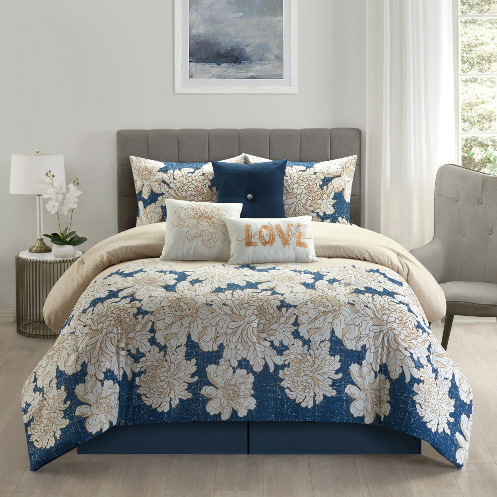 Wealthy 7 Piece Comforter Set, King
