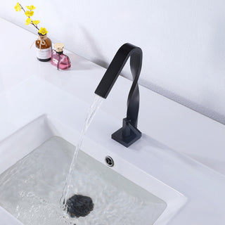 Deck Mounted Single Hole Bathroom Sink Faucet, Matte Black
