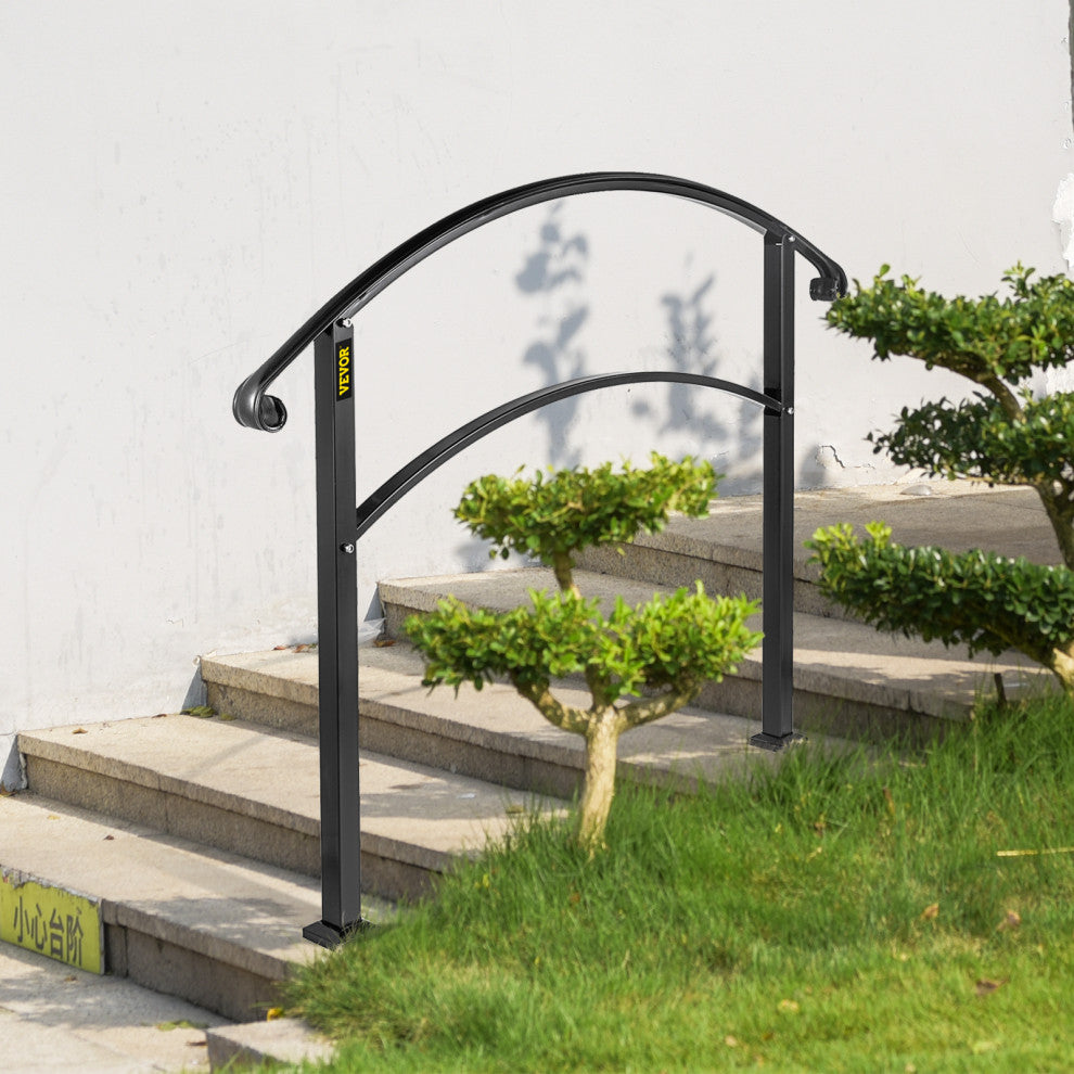 VEVOR Handrails for Outdoor Steps 1 to 3 Steps Stair Railing, Black, 3 Ft