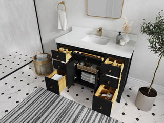 Sonoma 48 Single Sink Reeded Bath Vanity in Black 2" Empira White