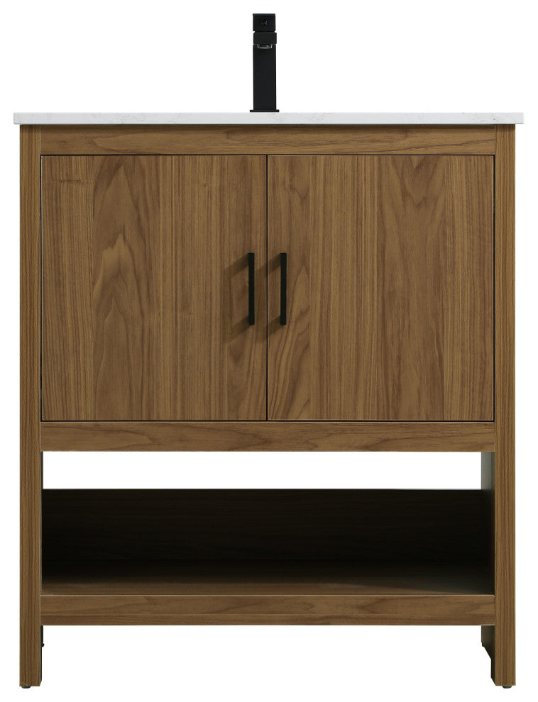 Home Living 30" Single Bathroom Vanity, Walnut Brown