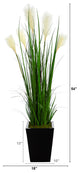 4.5' Wheat Plume Grass Artificial Plant, Black Metal Planter