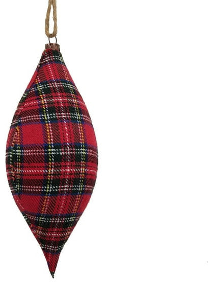Vickerman MC210903 4"-7"Red and Black Plaid Finial Ornament 4 Pieces Per Bag