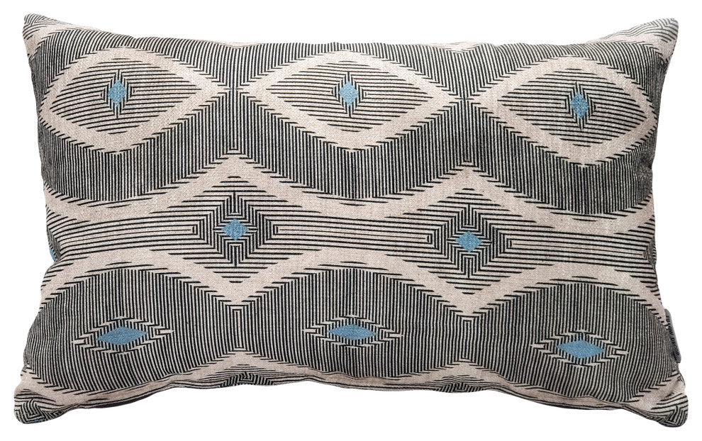 Desmond Blue Diamond Pillow 12x20, with Polyfill Insert