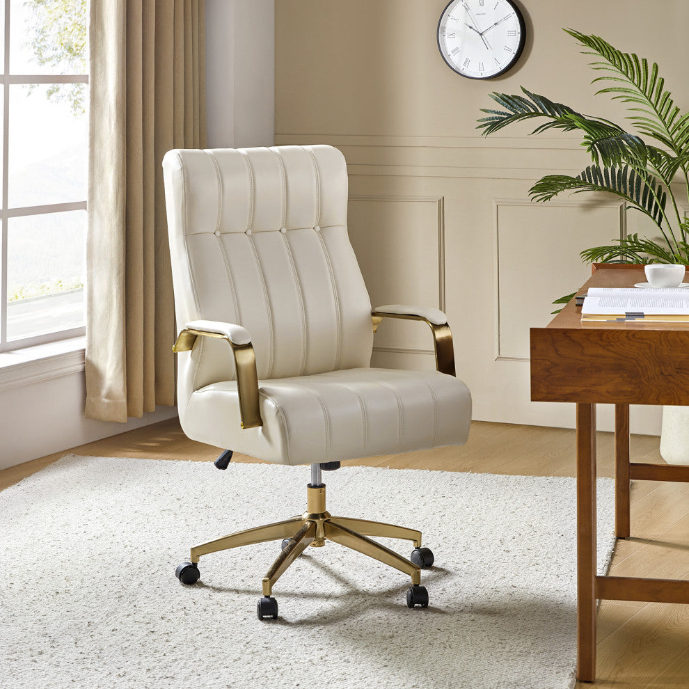 Ergonomic Vegan Leather Swivel Tilting Office Chair, Executive Office Chair, Ivy