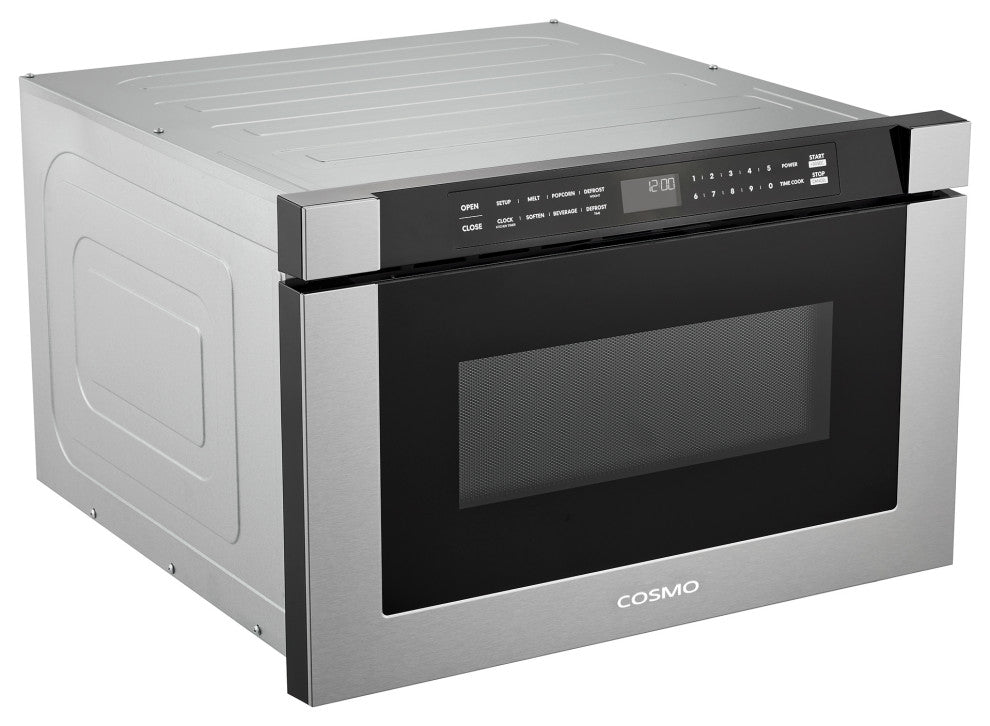 Cosmo 24" 1.2 Cubic Ft Built-in Microwave Drawer, Stainless Steel