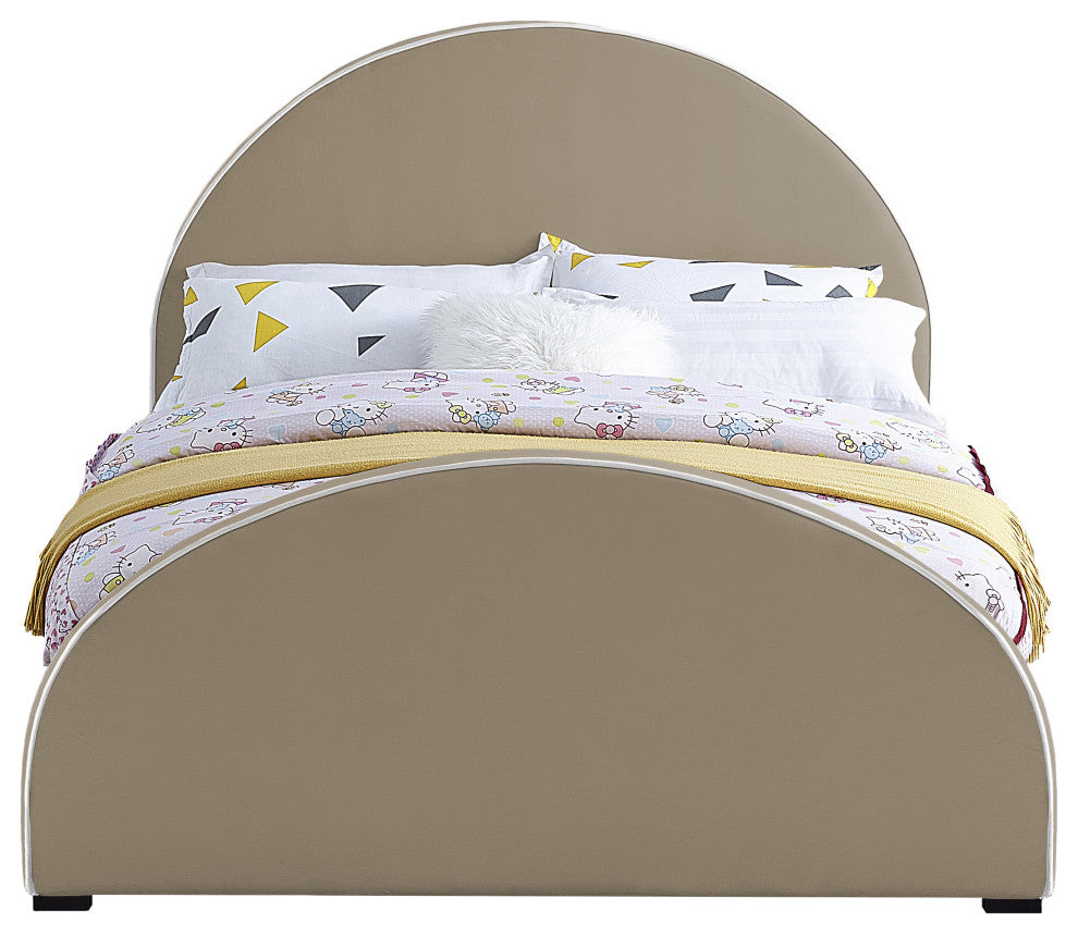 Brody Velvet Upholstered Bed, Beige, Full