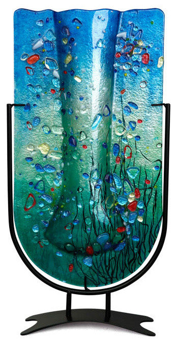 Tall U Fused Glass Vase, 18.5"x10"