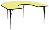 60''W x 66''L Horseshoe Yellow Thermal Laminate Activity Table-Adjustable Legs