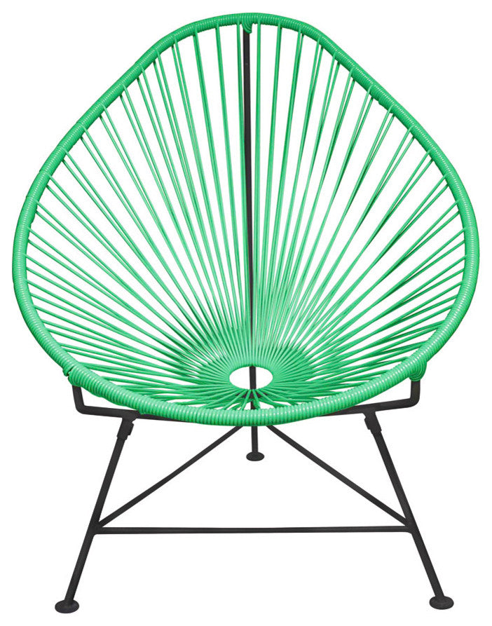 Acapulco Indoor/Outdoor Handmade Lounge Chair, Mint Weave, Black Frame