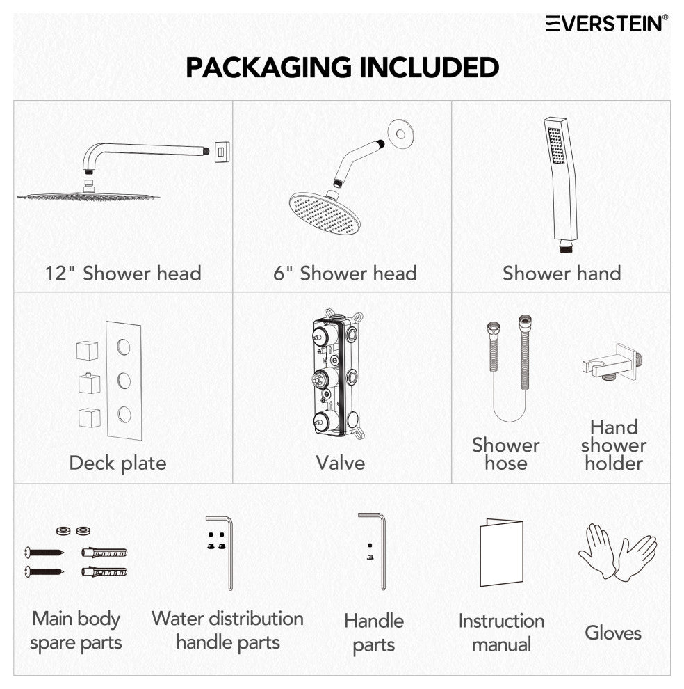 Full-Body Shower System with Thermostatic Valve "“ Dual Showerheads & Handheld, Brushed Nickel
