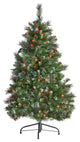 4.5' Mixed Spruce Artificial Christmas Tree, Pre-Lit Multi-Colored